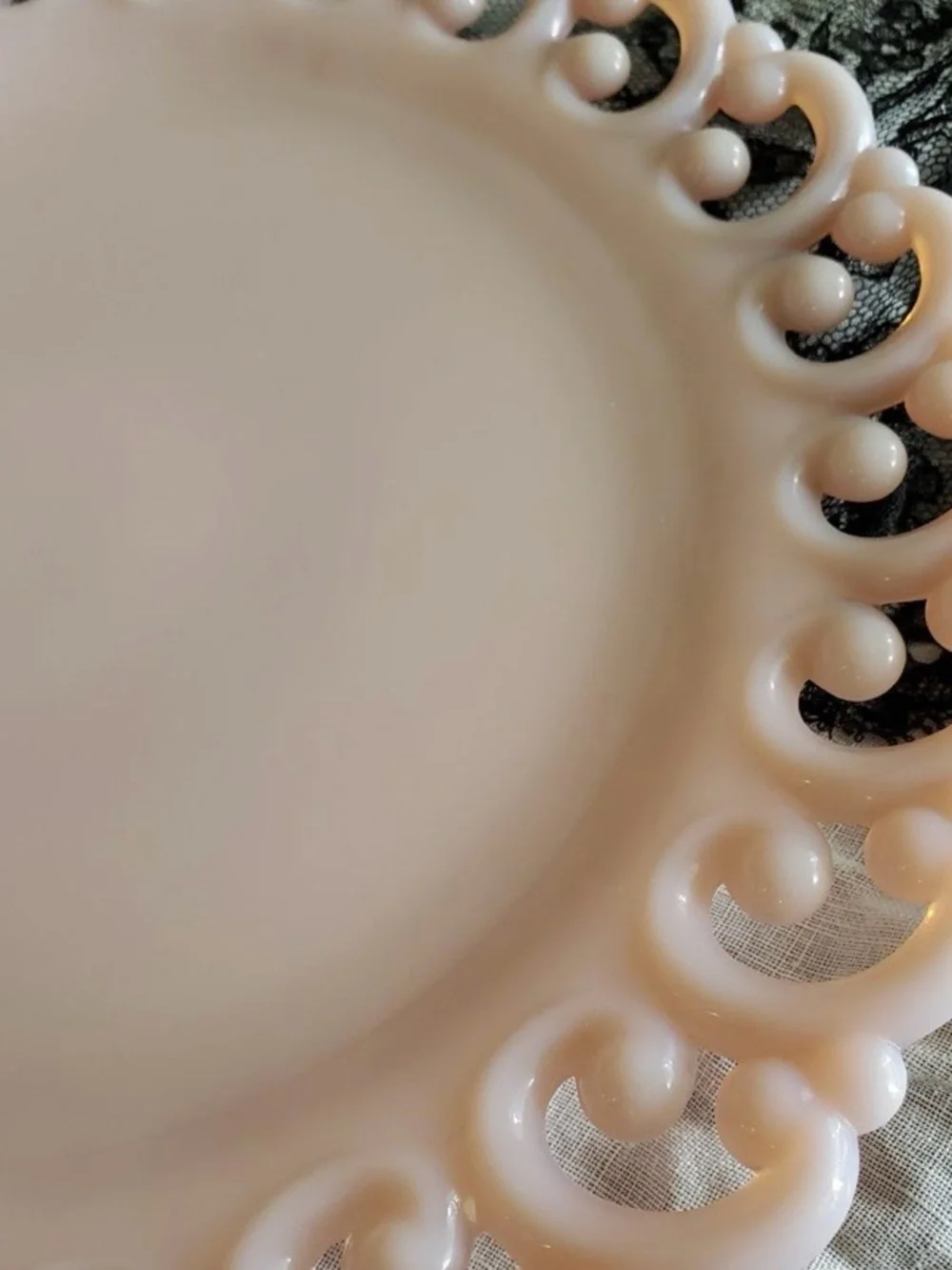 Vintage Fenton Reverse C Pink Lace-Edge Decorative Plate